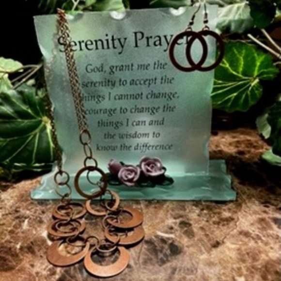NWOT, Bronze Round Design Necklace and Earring Set - Picture 1 of 1